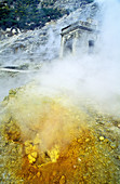 Volcanic steams, Sulphur mining, Solfatara di Pozzuoli. Campania. Italy