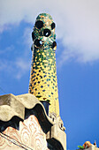 Detail of chimney at Güell Park, by Gaudi. Barcelona. Spain