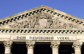 Reichstag fronton (german parliament). Berlin. Germany