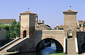 Towered bridge over Po River. Comacchio. Emilia-Romagna. Italy
