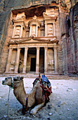 Camel resting by the Khasneh ( Treasury ). Petra. Jordan