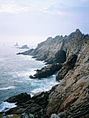 Granite rocks at dusk. Pointe du Raz. Cabe Sizun. Finistere. Brittany. France