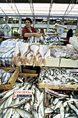 Fish stall at market. Lisbon. Portugal