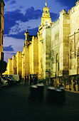 Exterior facade at dusk, Great Mosque of Córdoba. Spain