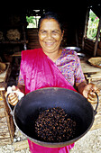 Toasting coffee beans for the making of local Rhums Arranges . Mauritius