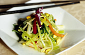 Green salad: high class Shanghai cuisine at upscale Yè Shanghai restaurant in the French Concession colonial town. Shanghai. China