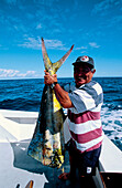 Big game fishing in a chartered boat. Reunion Island (France)