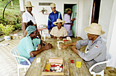 Local people playing dominos. Martinique island. French antilles (caribbean)