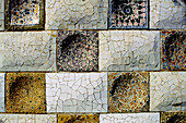 Detail of mosaic, Güell Park by Gaudí. Barcelona. Spain