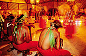 Traditional dances performmed at night in a hotel. Huahine island in the Leeward islands. Society archipelago. French Polynesia