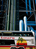 Tour bus in front of Centre Georges Pompidou. Paris, France