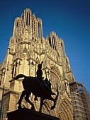 Cathedral and Joan of Arc statue. Reims. France
