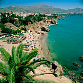 The beach from the Balcón de Europa . Nerja. Spain