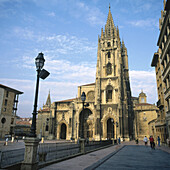 Cathedral at Plaza de Alfonso II el Casto. Oviedo. Asturias. Spain
