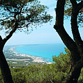 Es Calo and Tramuntana beach from El Mirador , Formentera, Balearic Islands, Spain