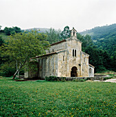 San Salvador de Valdediós, vorromanische Kirche. Valdediós, Asturien, Spanien