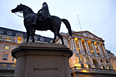 Equestrian statue of the Duke of Wellington by Chantrey, Bank of England, London. England, UK