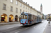 Tram in Maria-Theresien-Strasse, Innsbruck. Tyrol, Austria