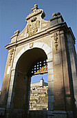 The Alcázar seen through an arch of the Alcántara Bridge. Toledo. Spain
