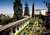 Patio de la Acequia at El Generalife gardens. La Alhambra. Granada. Spain