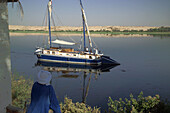 Egypt. Sailing on the Nile River near El Kab