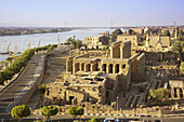 Elevated view of the Luxor temple and Nile River. Luxor. Egypt