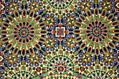 Zellige (ceramic tiles) at the Hassan II Great Mosque of Casablanca. Morocco.