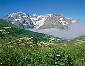Col du Lautaret. La Meije Mountain. Hautes-Alpes