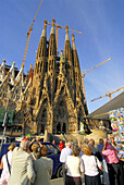 Tourists. Sagrada Familia, by Gaudí. Barcelona. Spain