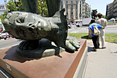 Sculpture by Igor Mitoraj on Rambla de Catalunya, Barcelona. Catalonia, Spain