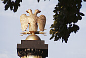 Moscow, Russia, Alexander Park, beside the Kremlin walls, double headed eagle, symbol of imperial russia under tsar