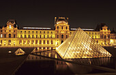 The Louvre, Napoleon court and Glass Pyramid built by IM Pei. Paris. France.