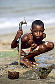 Water point. Mayotte, island of the Comoros archipelago in the Indian Ocean, French territory.