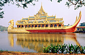 Floating palace-restaurant in the Royal Lake (Kandawgyi). Rangoon. Myanmar