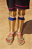 Padaung woman s legs. Myanmar
