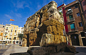 Roman walls in Roman Forum square. Tarragona. Catalonia. Spain