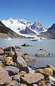 Laguna Torre, Cerro Torre at the rear. Los Andes mountain range. Los Glaciares National Park. Santa Cruz province. Patagonia. Argentina.