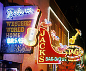 Neon bar and restaurant signs, Lower Broadway. Nashville. Tennessee, USA