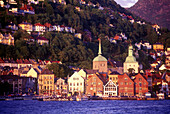 Bryggen & torget, Bergen harbor, Norway.