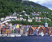 Bryggen & torget, Bergen harbor, Norway.