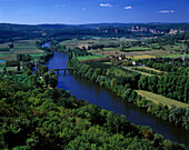 Scenic dordogne river, Domme, Perigord, France.