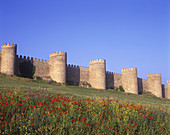 Old city castle walls, Avila, Castilla y leon, Spain.