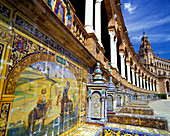 Mosaic, Plaza de espana, Parque maria luisa, Seville, Andalucia, Spain.