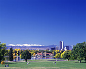 Fall foliage, City park, Downtown skyline, Denver, Colorado, USA.