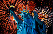 Fireworks, Statue of liberty, New York, USA.
