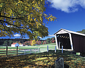 Fall harmon covered bridge, Plum creek, Indiana county, Pennsylvania, USA
