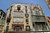 Art nouveau facades. Palma de Mallorca. Majorca, Balearic Islands. Spain