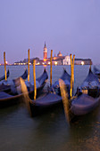 Gondolas and San Giorgio Maggiore. Venice. Italy