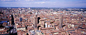 Overview on the city from Asinelli tower. Bologna. Emilia-Romagna, Italy
