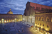 San Petronio s cathedral and Palazzo dei Notai at Piazza Maggiore. Bologna. Italy